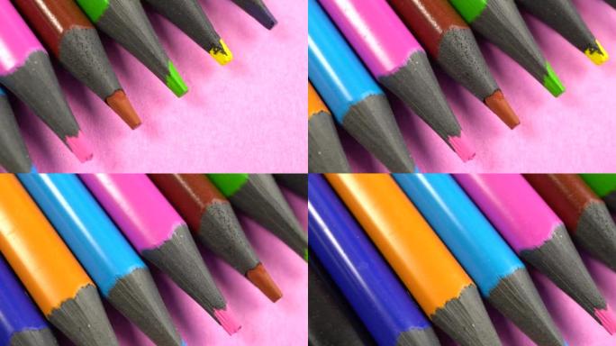 一组彩色削尖铅笔的幻灯片。
