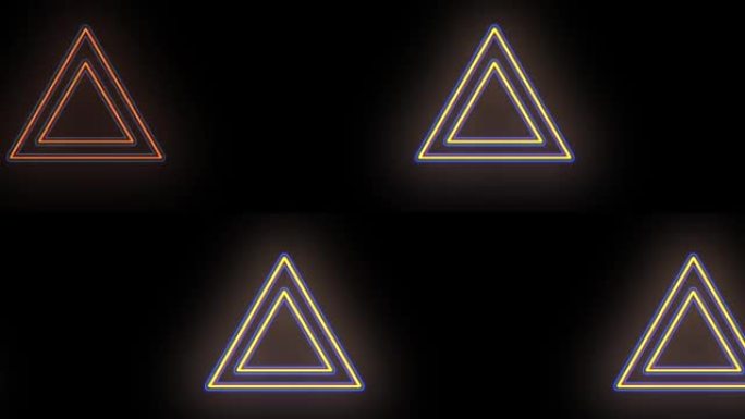 夜晚的霓虹黄色几何三角形图案