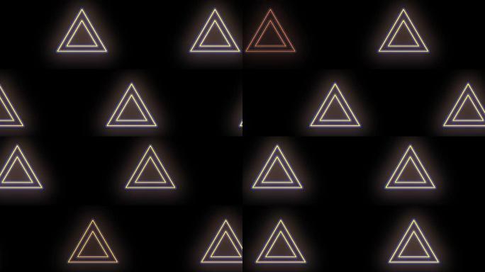 夜晚的霓虹黄色几何三角形图案