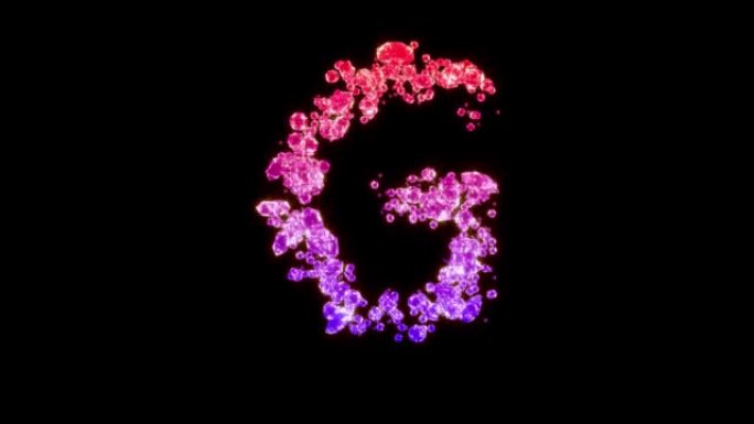 花式红色和紫色魅力珠宝字体-字母G，孤立循环视频