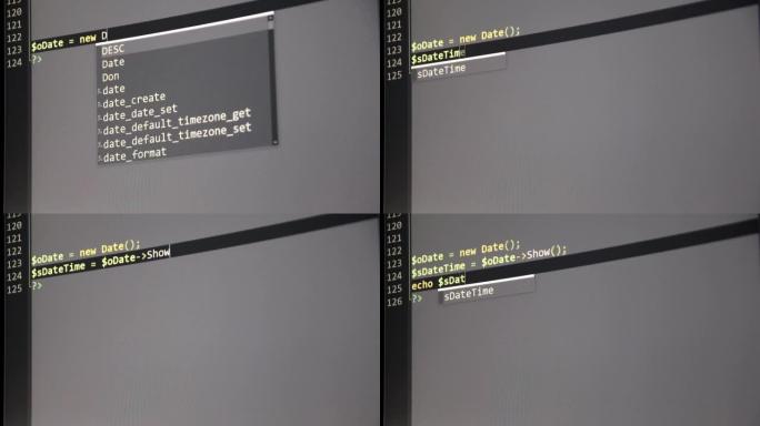 由web开发人员在屏幕上键入PHP代码，php开发人员以安全的面向对象编程语言显示带有网站和服务器脚
