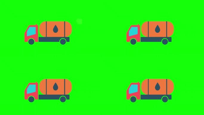 水上运输车图标动画。带有alpha通道的车辆循环动画，绿色屏幕。