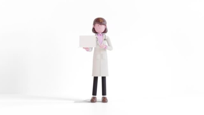 3d Animation young woman doctor. She's dedicated t