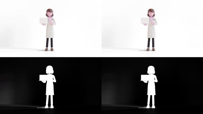 3d Animation young woman doctor. She's dedicated t