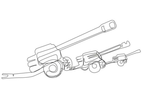 在白色屏幕上用单线自行绘制榴弹炮。