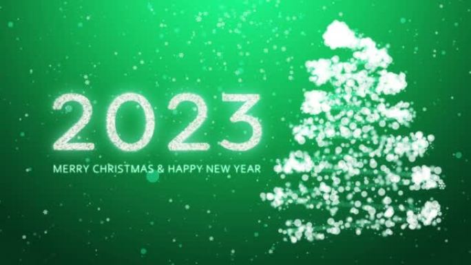 4k 2021圣诞快乐，新年快乐，圣诞树绿色背景