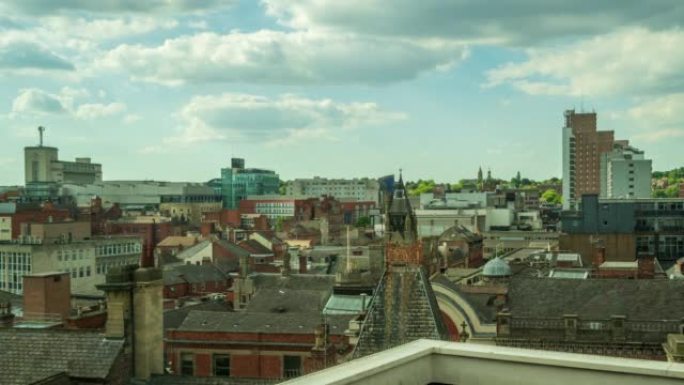 诺丁汉城市的天际线-白天时间- 4k延时拍摄，诺丁汉，英格兰