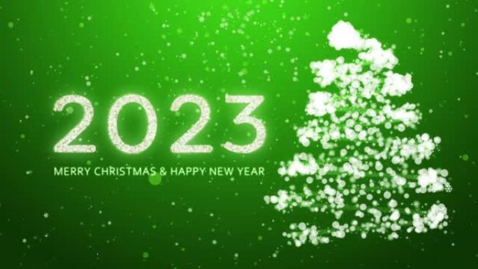 4k 2021圣诞快乐，新年快乐，圣诞树绿色背景