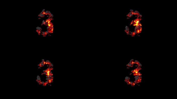 水晶字体-闪亮黑暗火石的3号，孤立循环视频