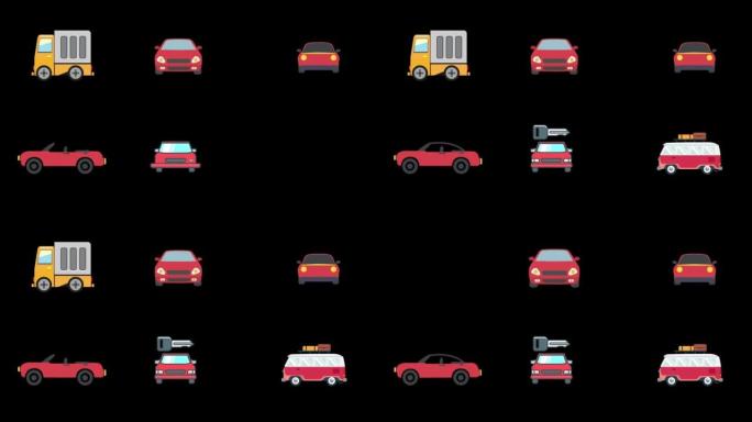 汽车图标集运动图形动画，车辆，透明背景