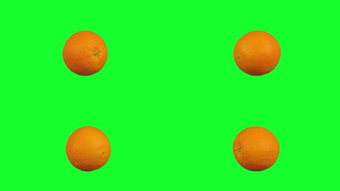 绿色背景上的橙色水果