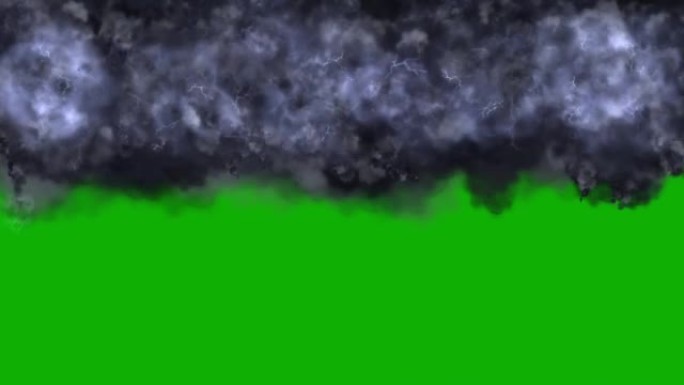 绿色屏幕背景的黑色闪电云运动图形