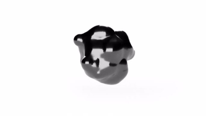 白色背景上的现代抽象黑色metaballs流体艺术单碗滴油4k