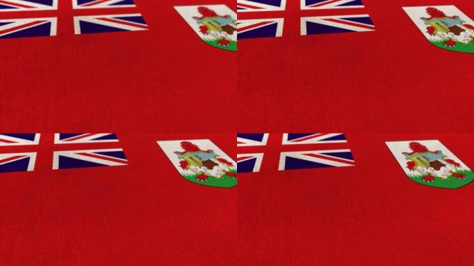 百慕大国旗动画库存视频-百慕大国旗纹理3d渲染背景-高度详细的织物图案