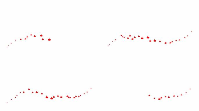 动画红色喜欢从左到右飞行。一股飞手。循环视频。矢量插图孤立在白色背景上。