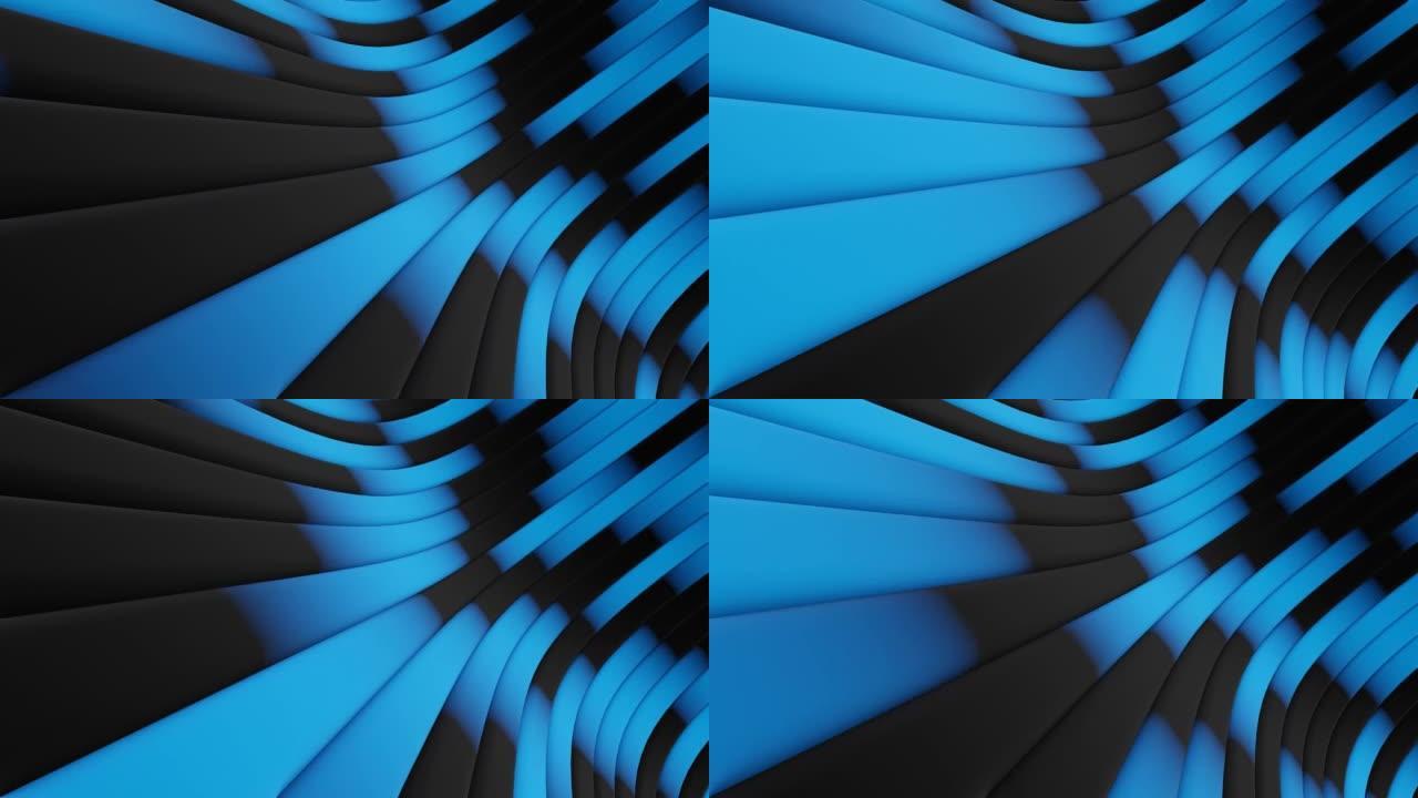 蓝色和黑色移动线3d渲染动画背景