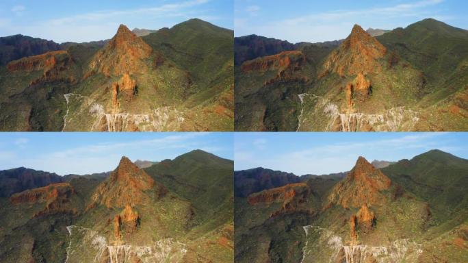 徒步旅行者的天堂山。美丽的跋涉去峡谷，里斯科布兰科。北布埃诺维斯塔。休闲活动的好地方。粘土岩石的俯视