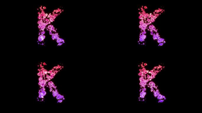 花式红色和紫色豪华钻石字母K，孤立循环视频