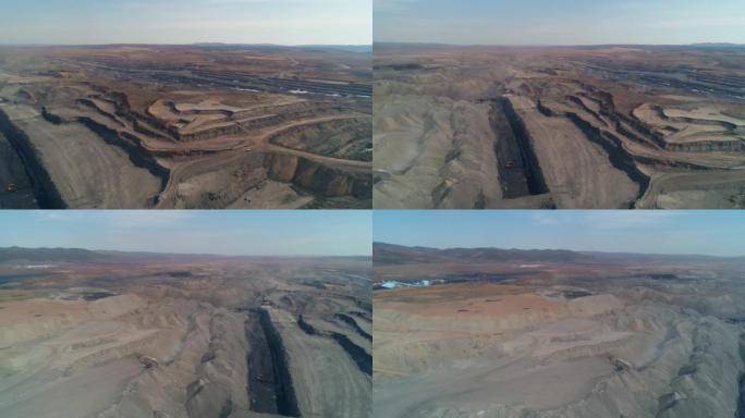 库兹巴斯煤盆地。从飞机上看到的巨大的煤炭沉积物