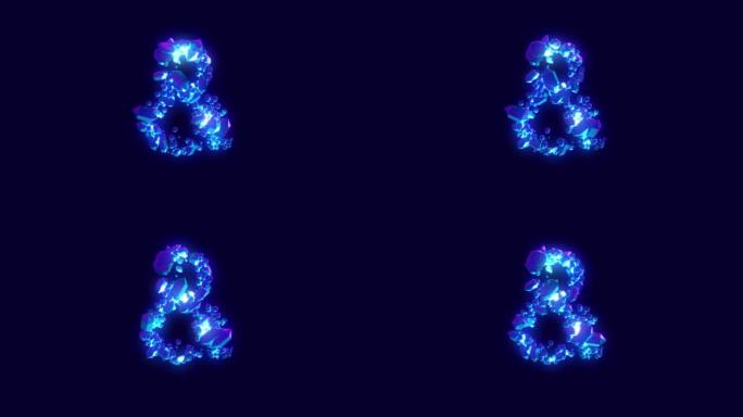 神奇的蓝色钻石或冰字体-& 号，孤立-循环视频
