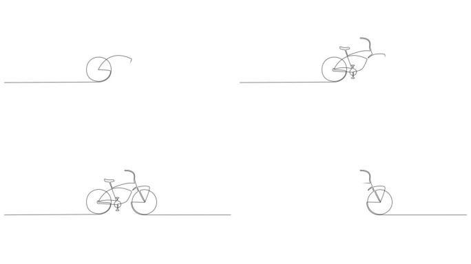 动画连续单线经典自行车