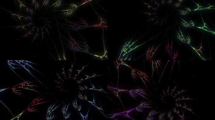 Trippy荧光蛛网旋转无缝循环动画。