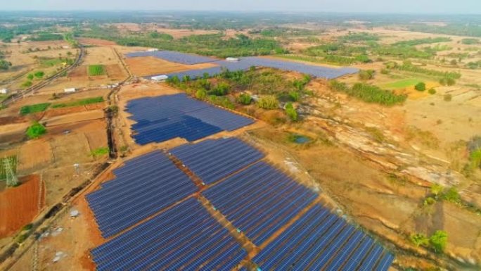 An aerial bird eye view of solar farm