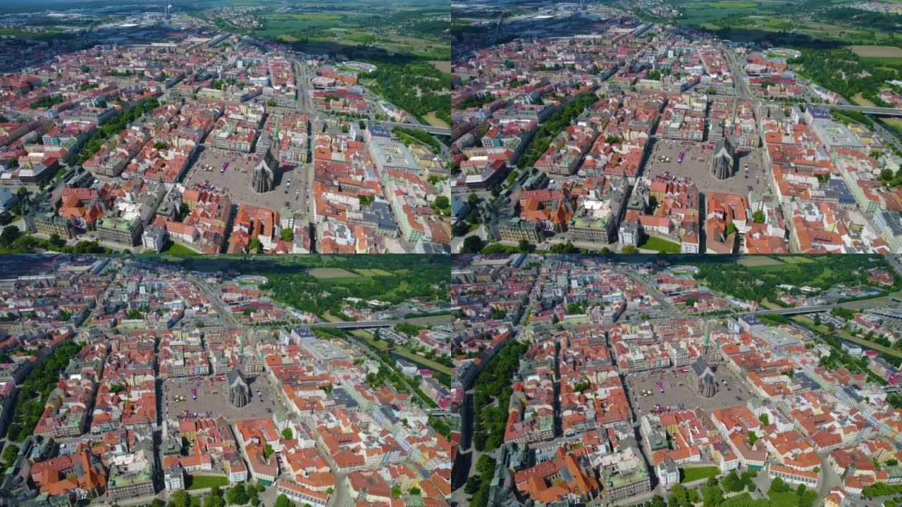 捷克共和国比尔森市周围的鸟瞰图