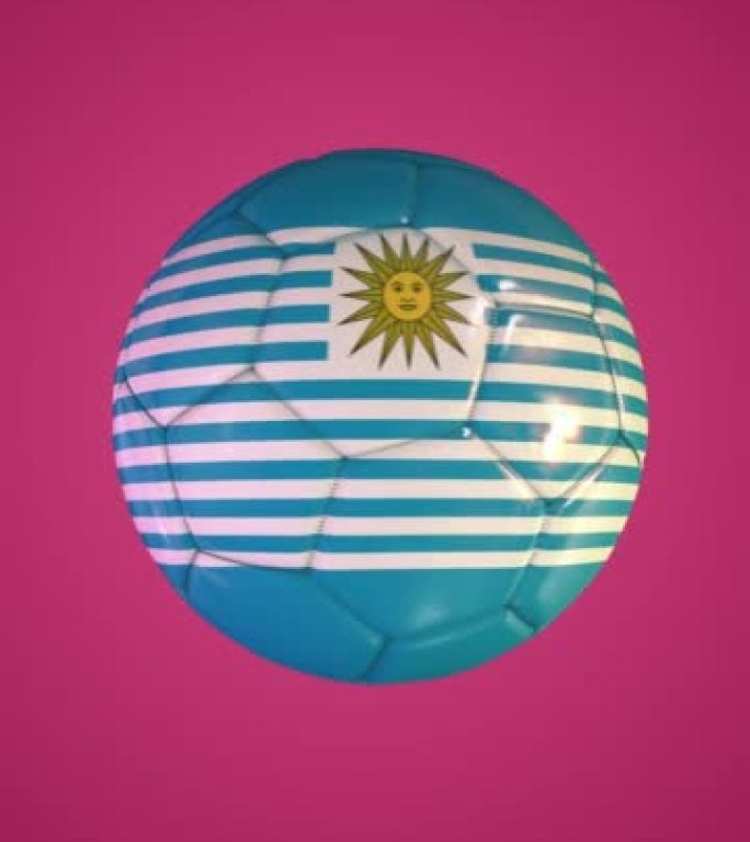 乌拉圭国旗足球。垂直循环动画。