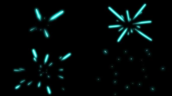 蓝色发光在黑屏上激发动画。