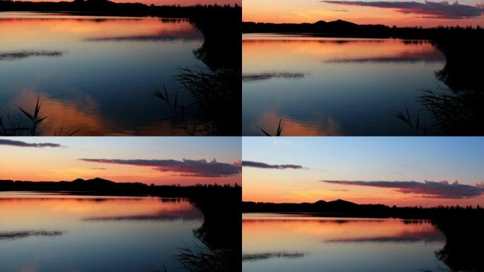 日落时的五个结缔湖