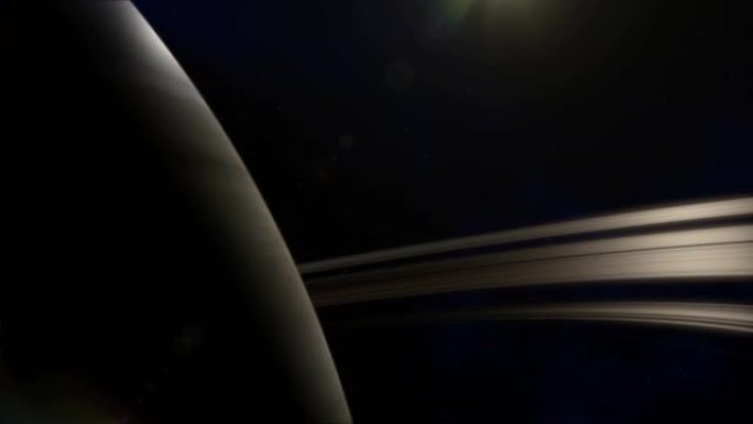 土星行星在空间运动背景中带有环
