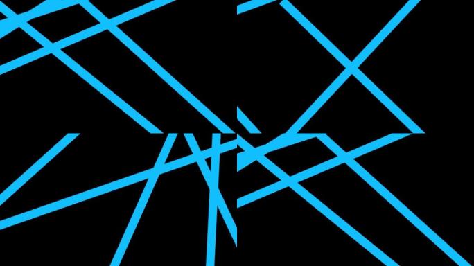 抽象动画运动设计，在高分辨率4k的黑色背景上具有美丽的蓝色线条和条纹。
