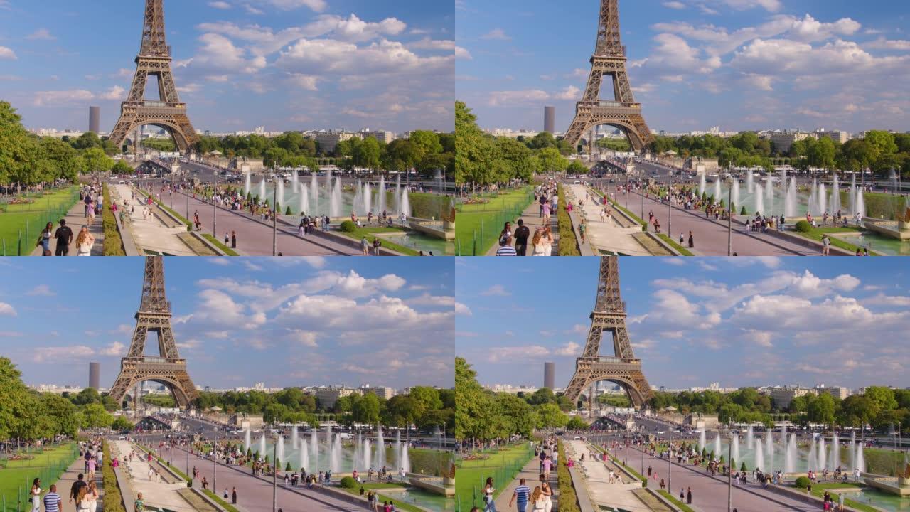 埃菲尔铁塔有自流井，暑假涌水，晴天巴黎市