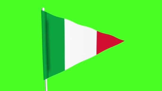 挥舞着意大利国旗，绿色屏幕上的4K动画。