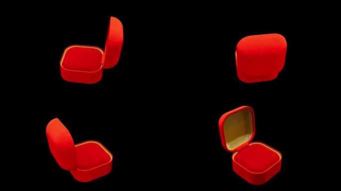 红色和金色打开的bijouterie giftbox旋转，孤立循环视频
