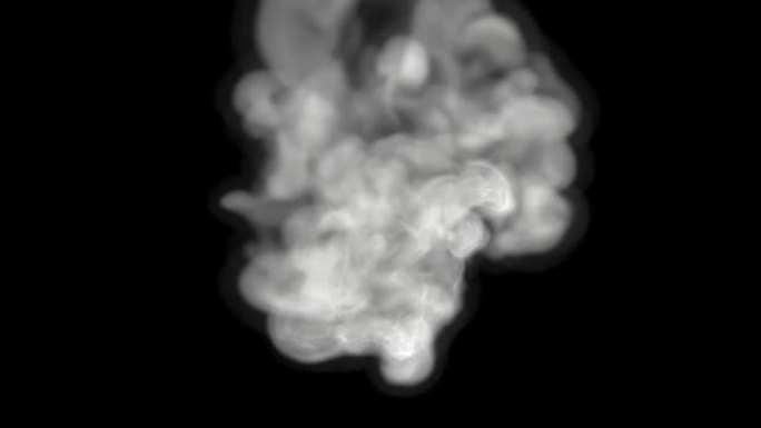 白烟的3D动画。烟雾升起并充满了空间。雾，白色和灰色烟雾背景。
