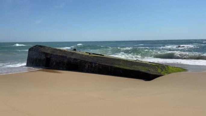 第二次世界大战在阿基坦白鼬角海滩上的掩体