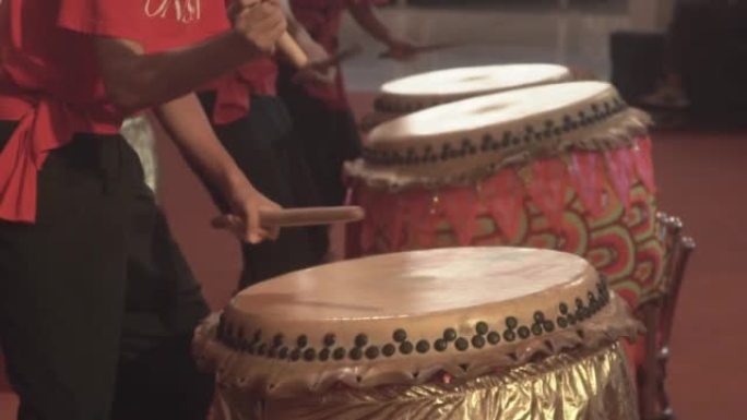 Chinese traditional drum performance, close up