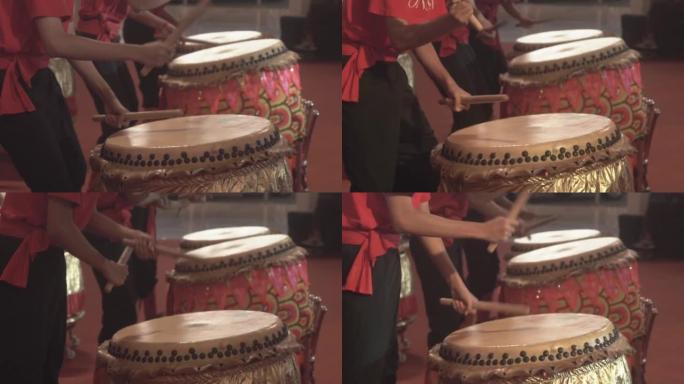 Chinese traditional drum performance, close up