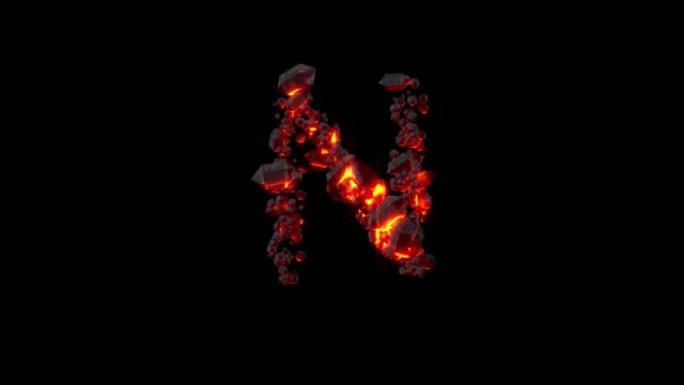 水晶字体-闪亮黑暗火石的字母N，孤立循环视频