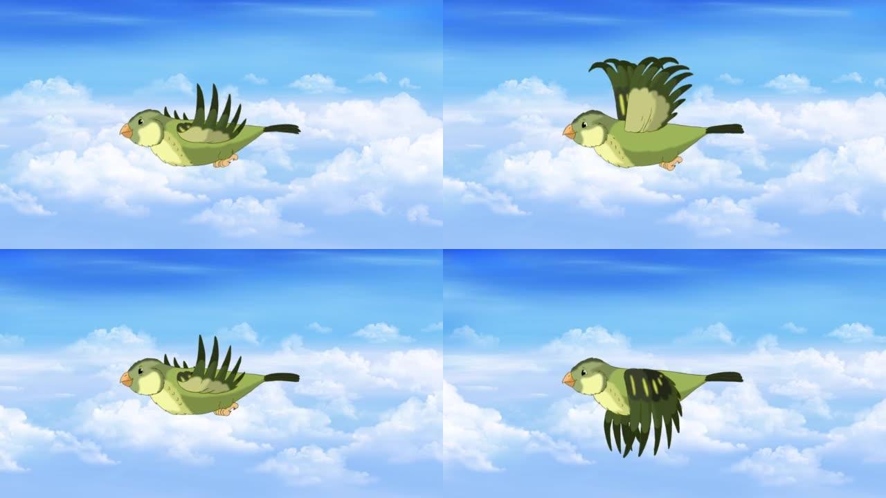 天空飞翔的小绿鸟4K