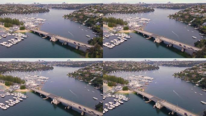 Aerial drone view of Spit Bridge across the Middle