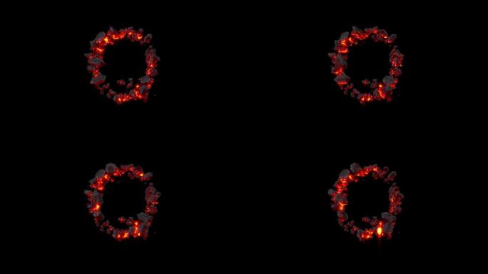 水晶字体-闪亮黑暗熔岩的字母Q，孤立循环视频