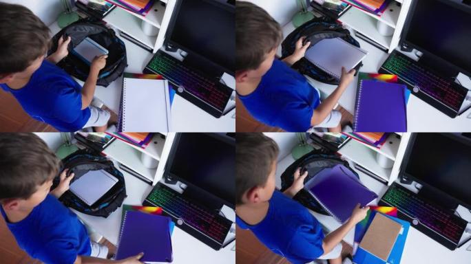 小男孩包装学校用品
