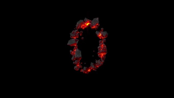 水晶字体-0号闪亮的黑暗岩浆石，孤立循环视频