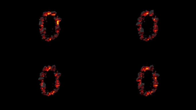 水晶字体-0号闪亮的黑暗岩浆石，孤立循环视频