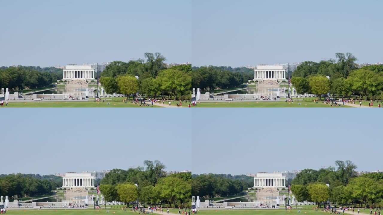 华盛顿特区的二战纪念碑和林肯纪念堂