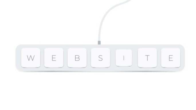 用电脑按钮写在白色背景上的网站文字