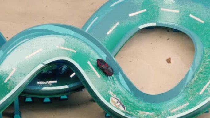 a 3d boat race. close up of two boats on a track w